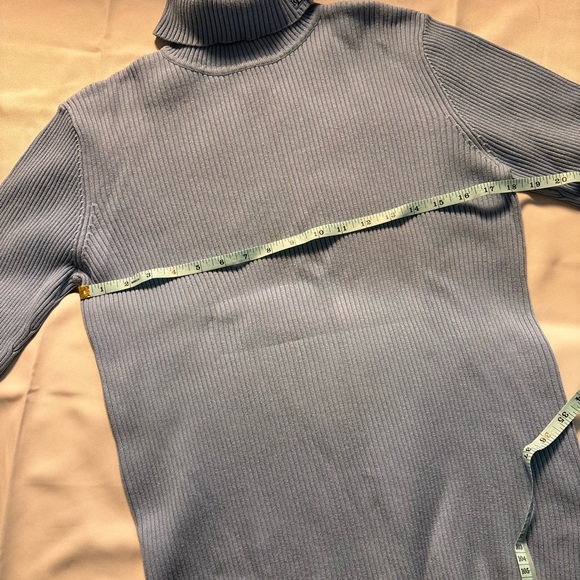 Lauren Ralph Lauren Ribbed Turtleneck Sweater Blue Size L Made in Japan - Picture 8 of 9